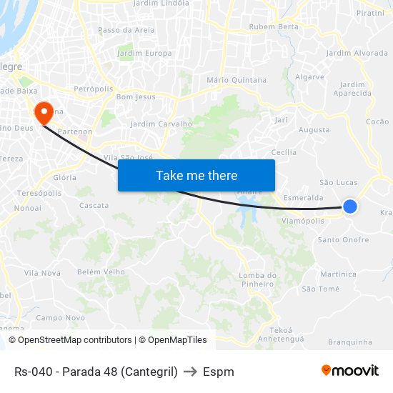 Rs-040 - Parada 48 (Cantegril) to Espm map