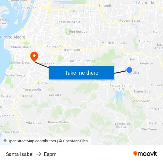 Santa Isabel to Espm map