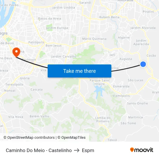 Caminho Do Meio - Castelinho to Espm map