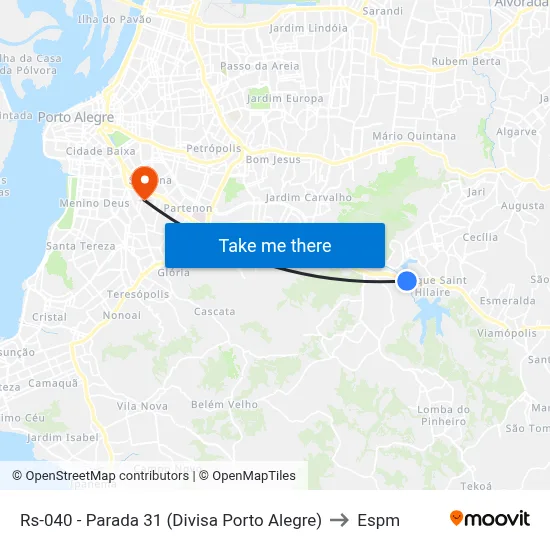 Rs-040 - Parada 31 (Divisa Porto Alegre) to Espm map