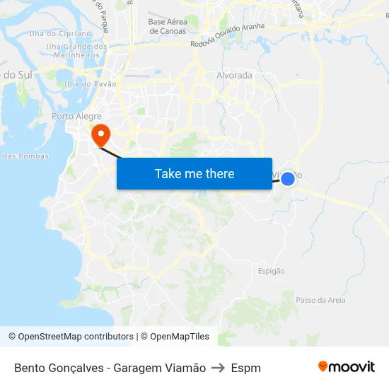 Bento Gonçalves - Garagem Viamão to Espm map