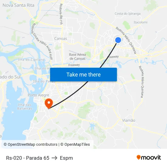 Rs-020 - Parada 65 to Espm map