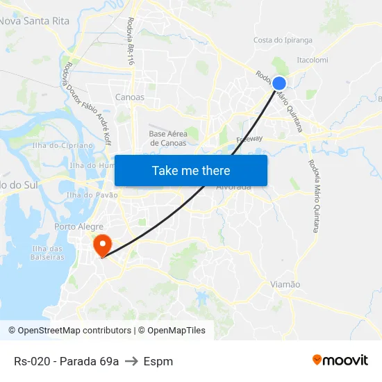Rs-020 - Parada 69a to Espm map