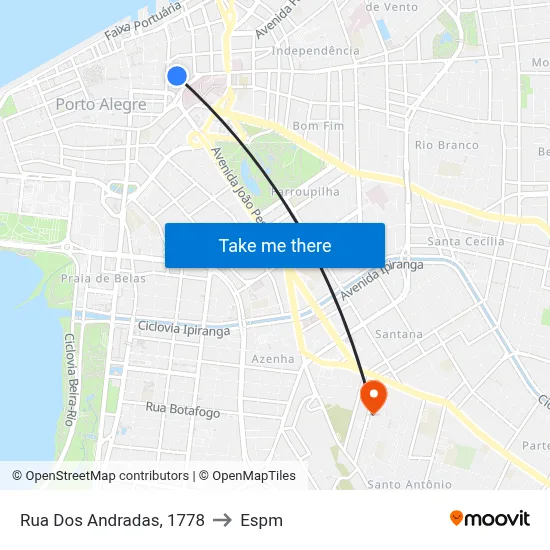 Rua Dos Andradas, 1778 to Espm map