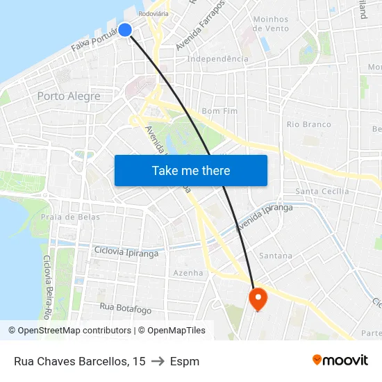 Rua Chaves Barcellos, 15 to Espm map