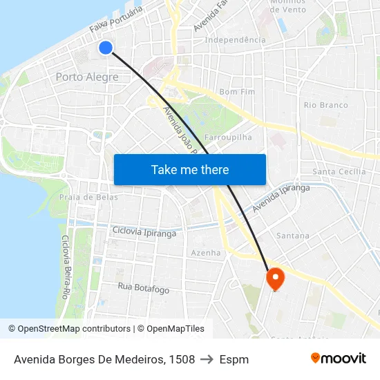 Avenida Borges De Medeiros, 1508 to Espm map