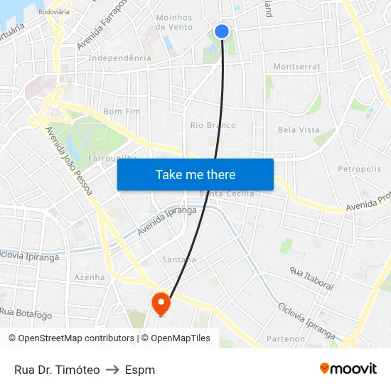 Rua Dr. Timóteo to Espm map