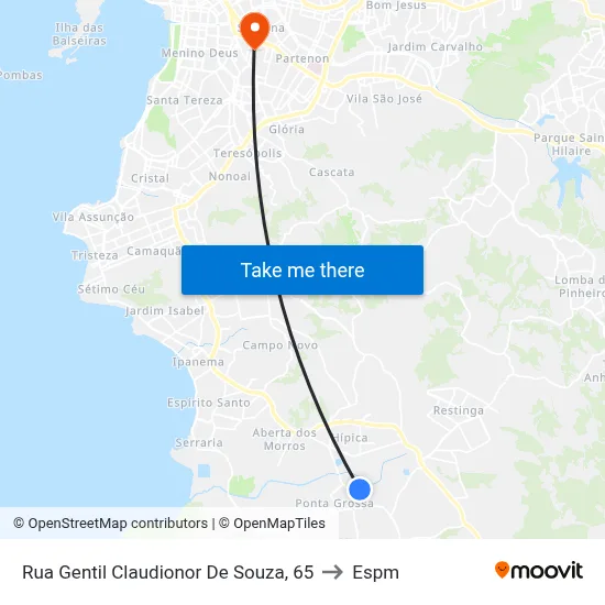 Rua Gentil Claudionor De Souza, 65 to Espm map