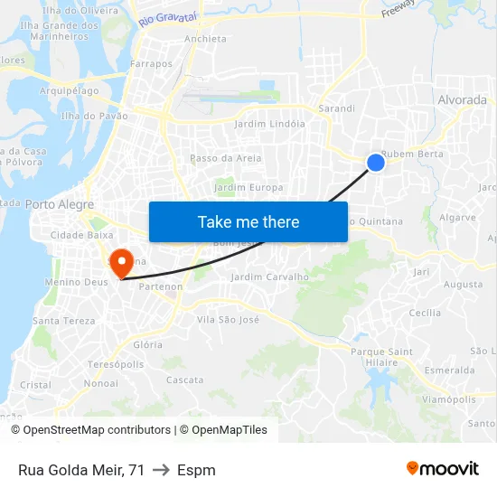 Rua Golda Meir, 71 to Espm map