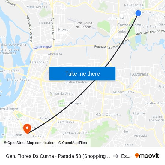 Gen. Flores Da Cunha - Parada 58 (Shopping Do Vale) to Espm map