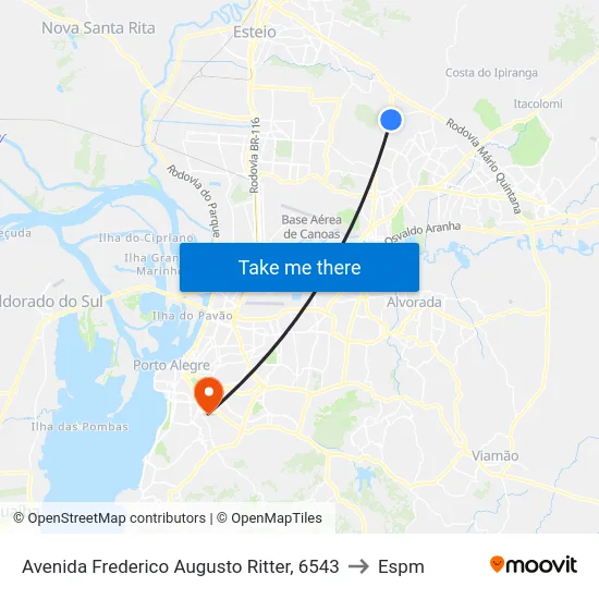 Avenida Frederico Augusto Ritter, 6543 to Espm map