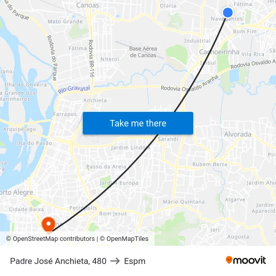 Padre José Anchieta, 480 to Espm map