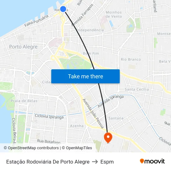 Estação Rodoviária De Porto Alegre to Espm map
