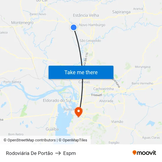 Rodoviária De Portão to Espm map