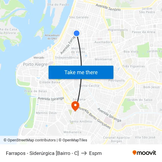 Farrapos - Siderúrgica [Bairro - C] to Espm map