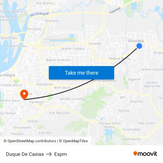 Duque De Caxias to Espm map