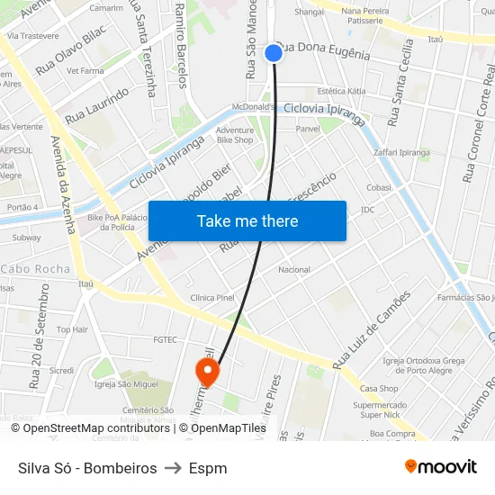 Silva Só - Bombeiros to Espm map