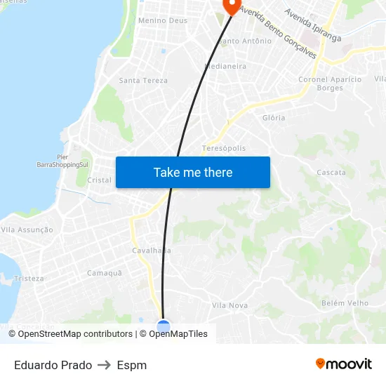 Eduardo Prado to Espm map