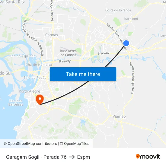 Garagem Sogil - Parada 76 to Espm map