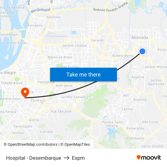 Hospital - Desembarque to Espm map