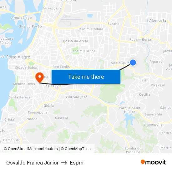Osvaldo Franca Júnior to Espm map