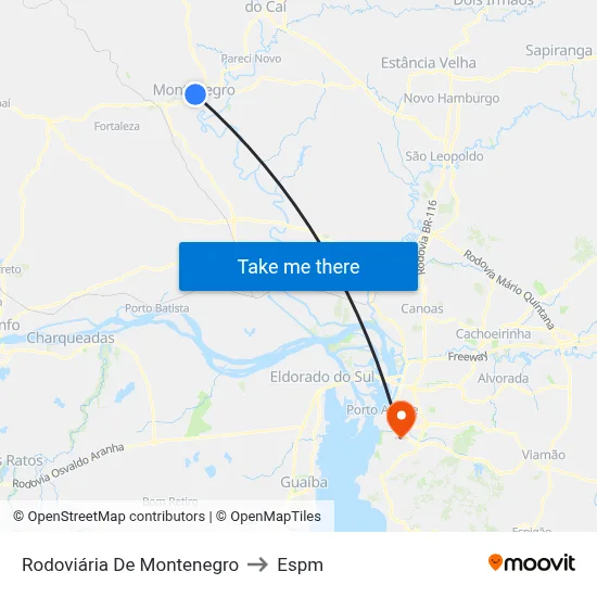 Rodoviária De Montenegro to Espm map