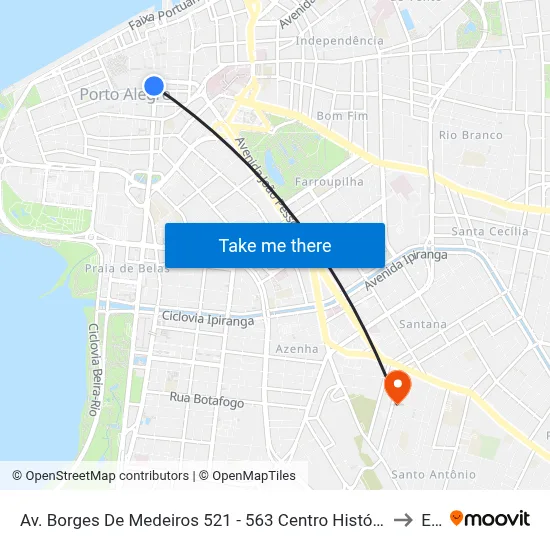 Av. Borges De Medeiros 521 - 563 Centro Histórico Porto Alegre - Rio Grande Do Sul 90020-022 Brasil to Espm map