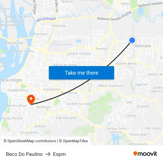 Beco Do Paulino to Espm map