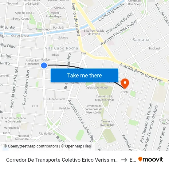 Corredor De Transporte Coletivo Erico Verissimo Azenha Porto Alegre - Rio Grande Do Sul 90130 Brasil to Espm map