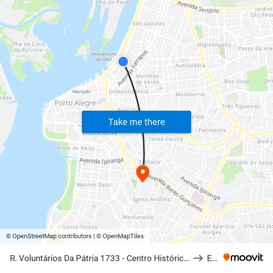 R. Voluntários Da Pátria 1733 - Centro Histórico Porto Alegre - Rs 90030-002 Brasil to Espm map