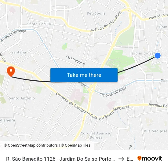 R. São Benedito 1126 - Jardim Do Salso Porto Alegre - Rs 91410-410 Brasil to Espm map
