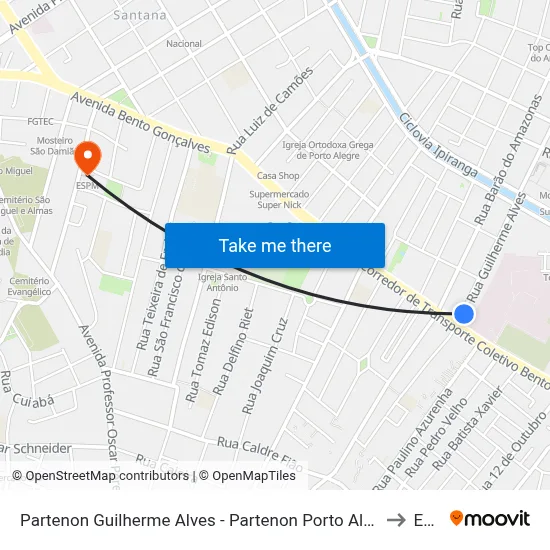 Partenon Guilherme Alves - Partenon Porto Alegre - Rs 90650-000 Brasil to Espm map