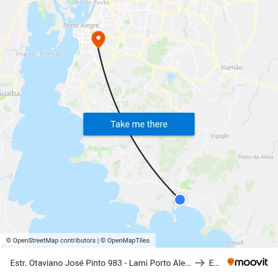 Estr. Otaviano José Pinto 983 - Lami Porto Alegre - Rs 91787-660 Brasil to Espm map