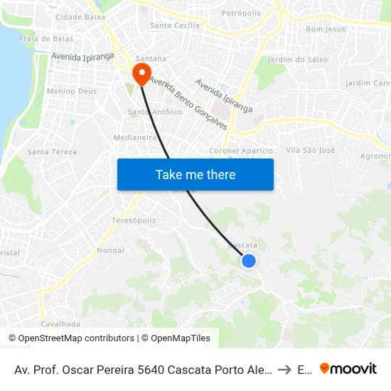 Av. Prof. Oscar Pereira 5640 Cascata Porto Alegre - Rio Grande Do Sul 91712-320 Brasil to Espm map