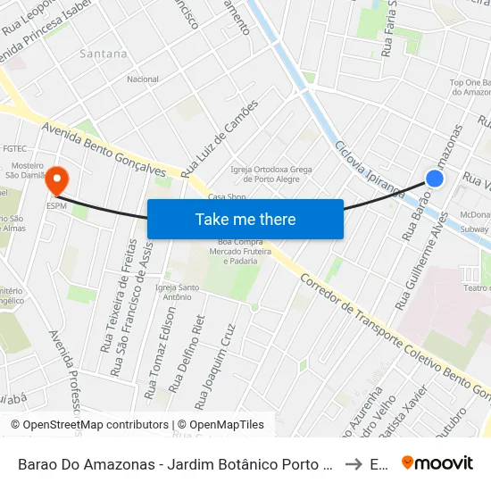 Barao Do Amazonas - Jardim Botânico Porto Alegre - Rs 90670-001 Brasil to Espm map