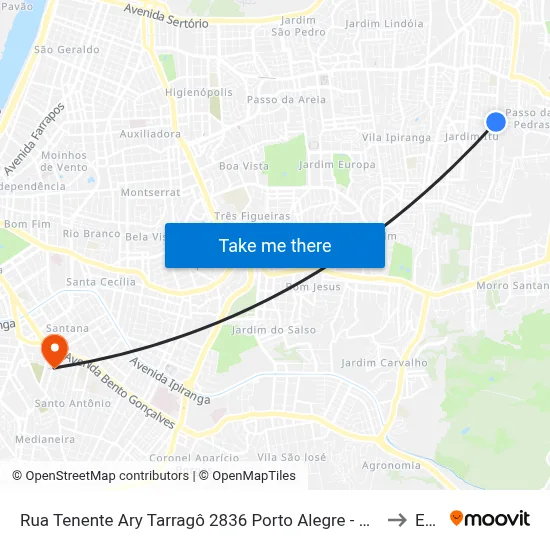 Rua Tenente Ary Tarragô 2836 Porto Alegre - Rio Grande Do Sul 91225 Brasil to Espm map