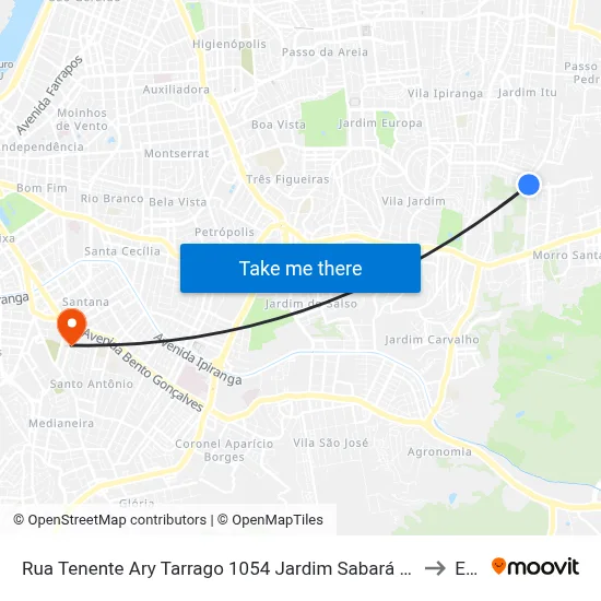 Rua Tenente Ary Tarrago 1054 Jardim Sabará Porto Alegre - Rs 91510-390 Brasil to Espm map