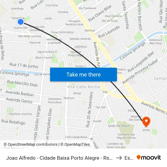 Joao Alfredo - Cidade Baixa Porto Alegre - Rs 90050-003 Brasil to Espm map