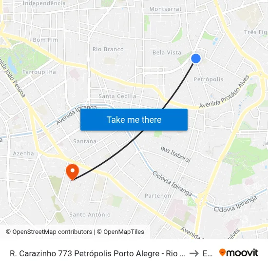 R. Carazinho 773 Petrópolis Porto Alegre - Rio Grande Do Sul 90460-190 Brasil to Espm map