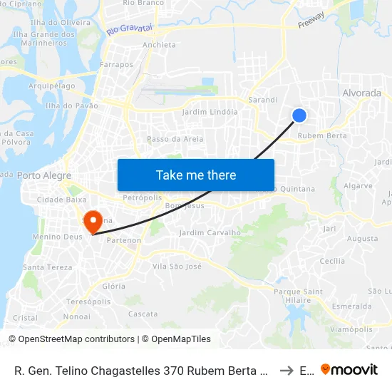 R. Gen. Telino Chagastelles 370 Rubem Berta Porto Alegre - Rio Grande Do Sul 91180-590 Brasil to Espm map
