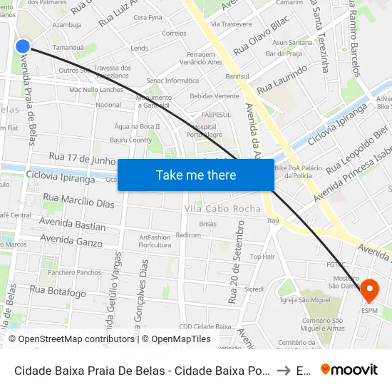 Cidade Baixa Praia De Belas - Cidade Baixa Porto Alegre - Rs 90050-321 Brasil to Espm map