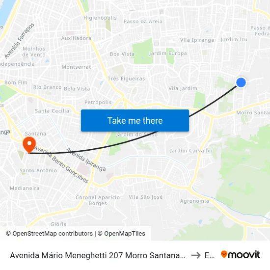 Avenida Mário Meneghetti 207 Morro Santana Porto Alegre - Rs 91260-190 Brasil to Espm map