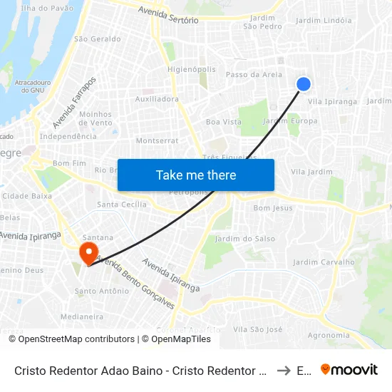 Cristo Redentor Adao Baino - Cristo Redentor Porto Alegre - Rs 91350-030 Brasil to Espm map