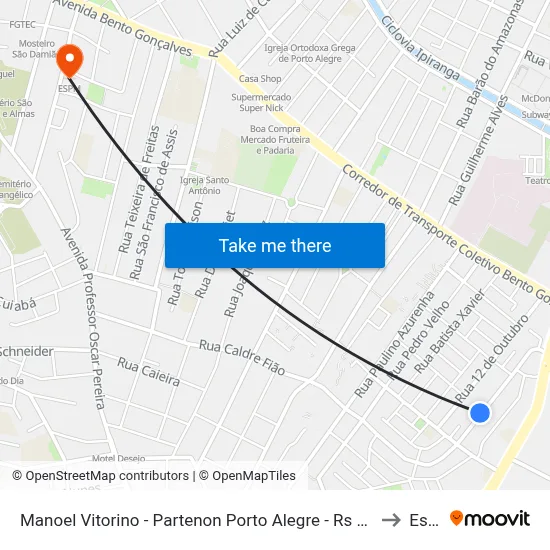 Manoel Vitorino - Partenon Porto Alegre - Rs 90680-344 Brasil to Espm map
