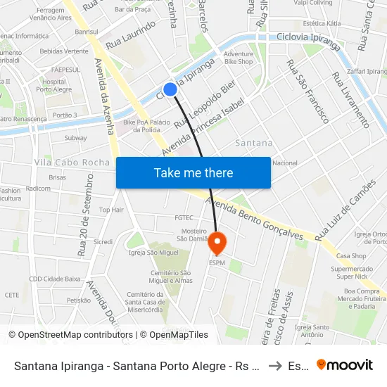 Santana Ipiranga - Santana Porto Alegre - Rs 90040-373 Brasil to Espm map