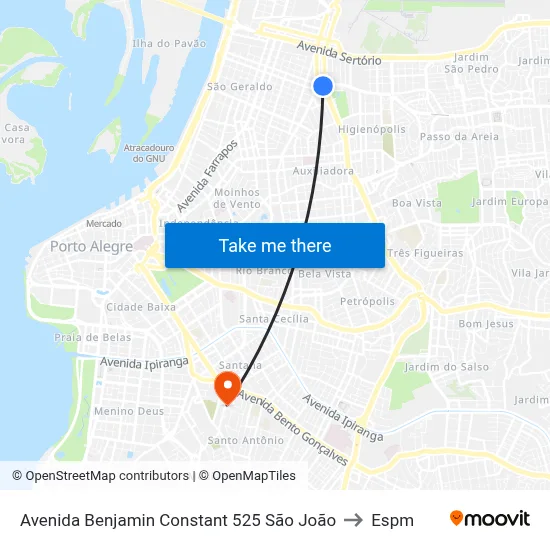 Avenida Benjamin Constant 525 São João to Espm map