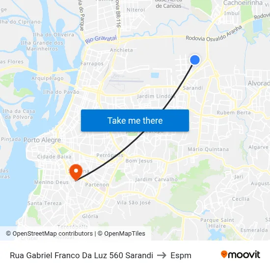 Rua Gabriel Franco Da Luz 560 Sarandi to Espm map
