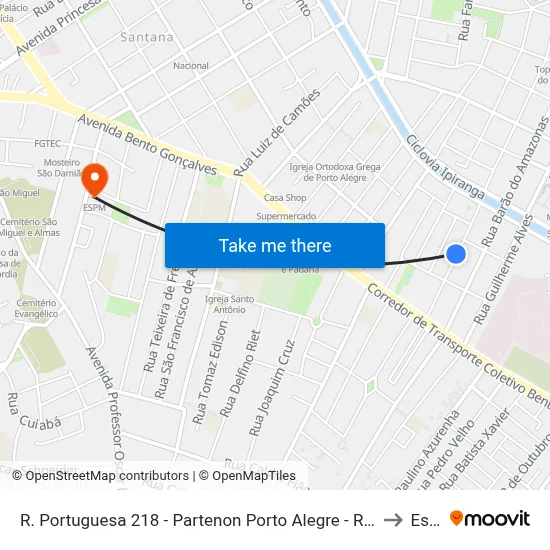 R. Portuguesa 218 - Partenon Porto Alegre - Rs 90650-120 Brasil to Espm map