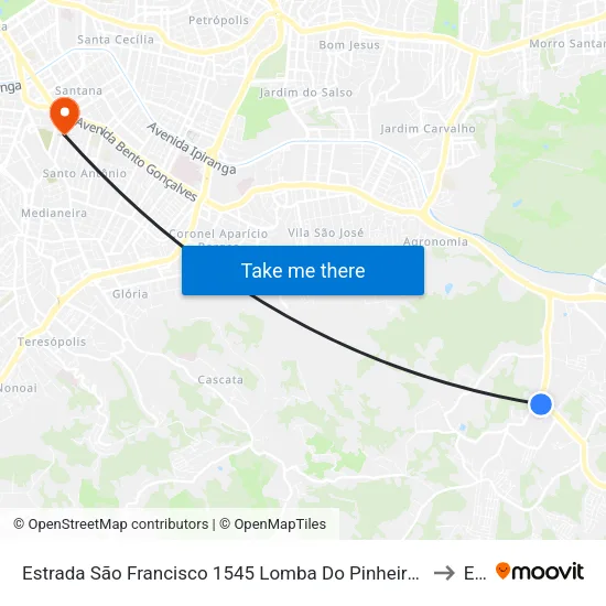 Estrada São Francisco 1545 Lomba Do Pinheiro Porto Alegre - Rio Grande Do Sul 91550-250 Brasil to Espm map