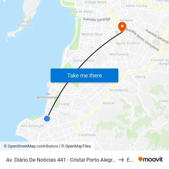 Av. Diário De Notícias 441 - Cristal Porto Alegre - Rs 90810-080 Brasil to Espm map